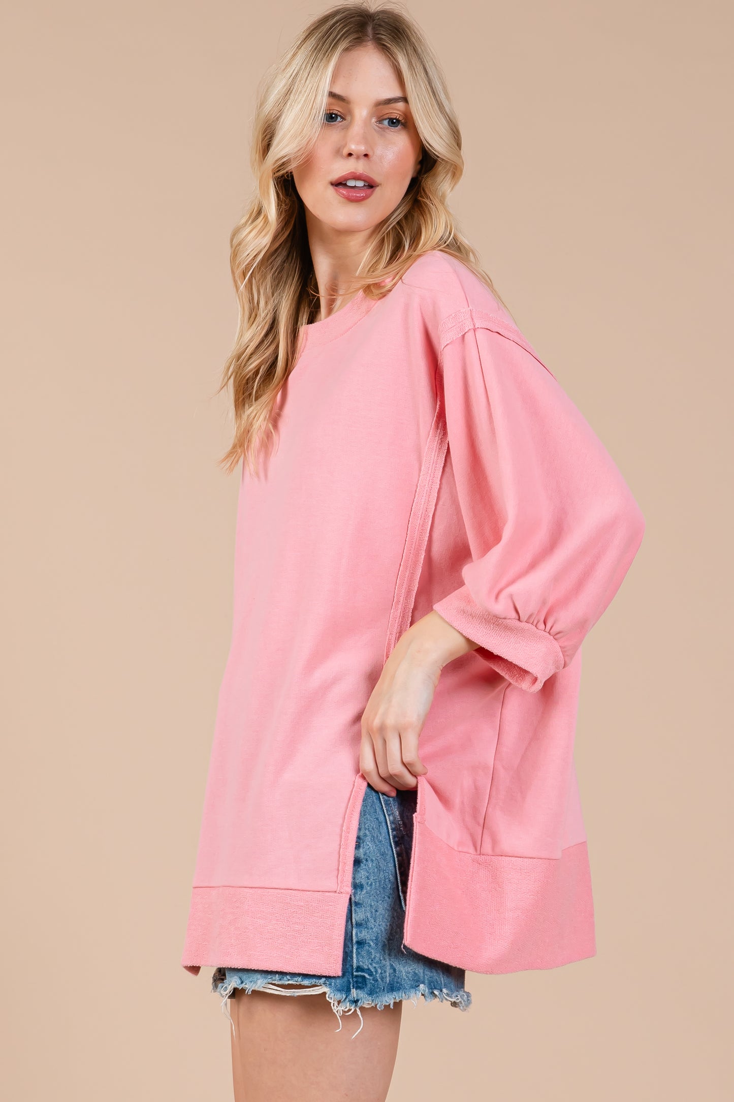 French Terry Oversized Pullover Top