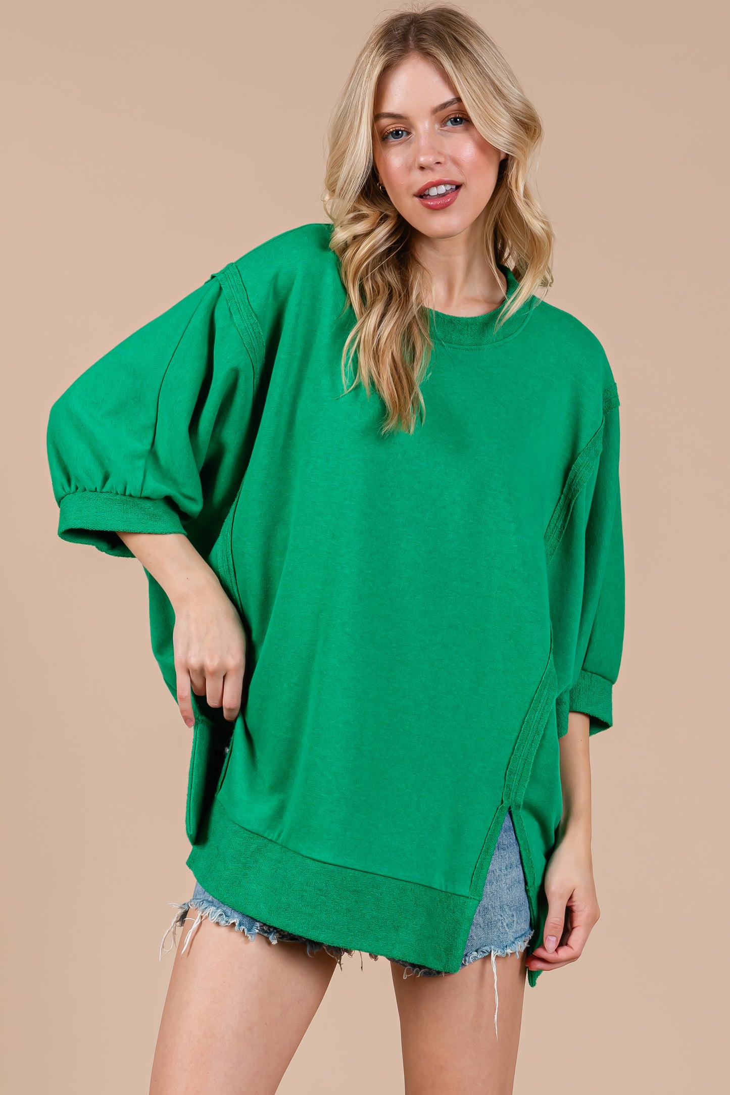 French Terry Oversized Pullover Top