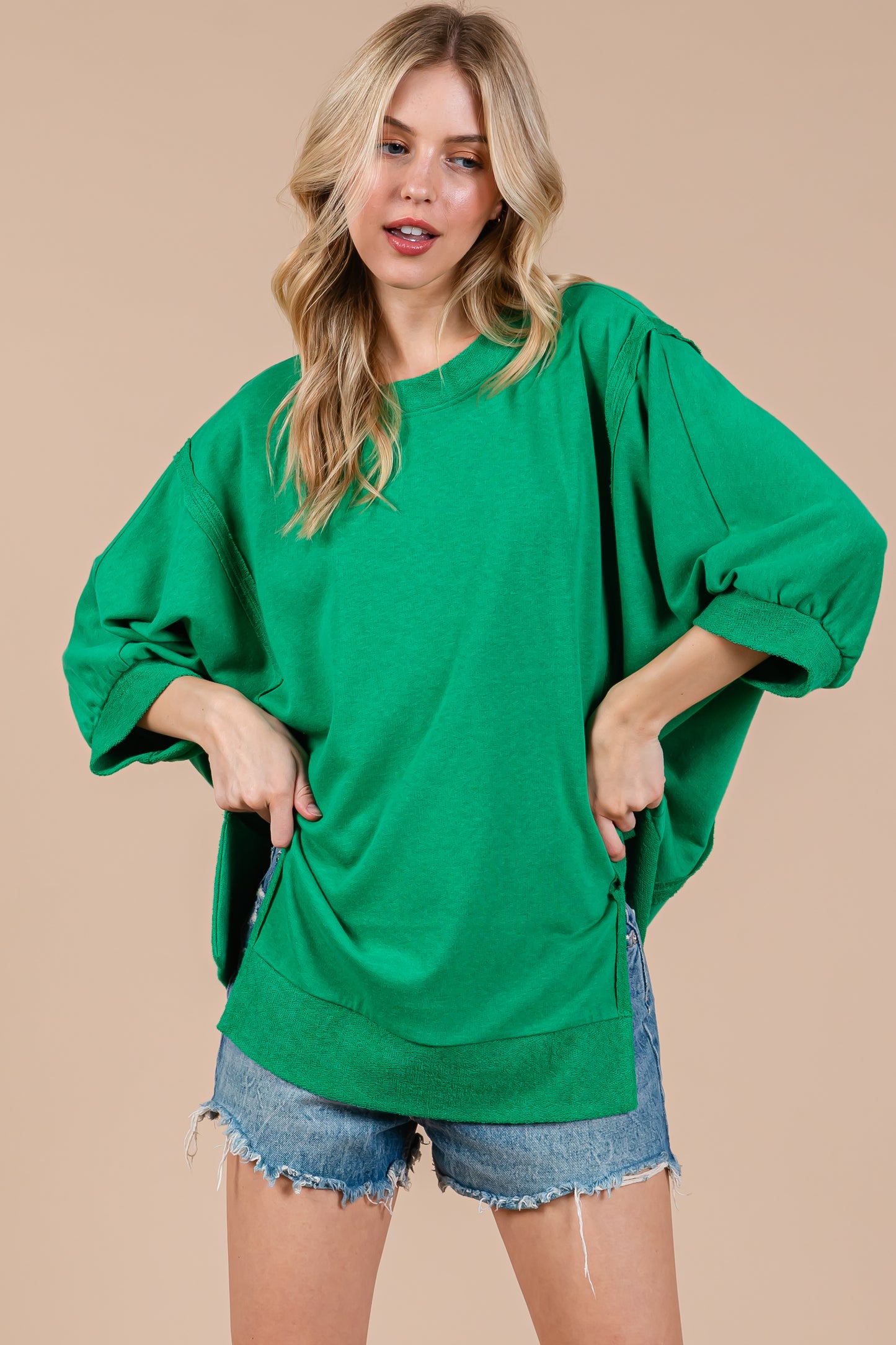 French Terry Oversized Pullover Top