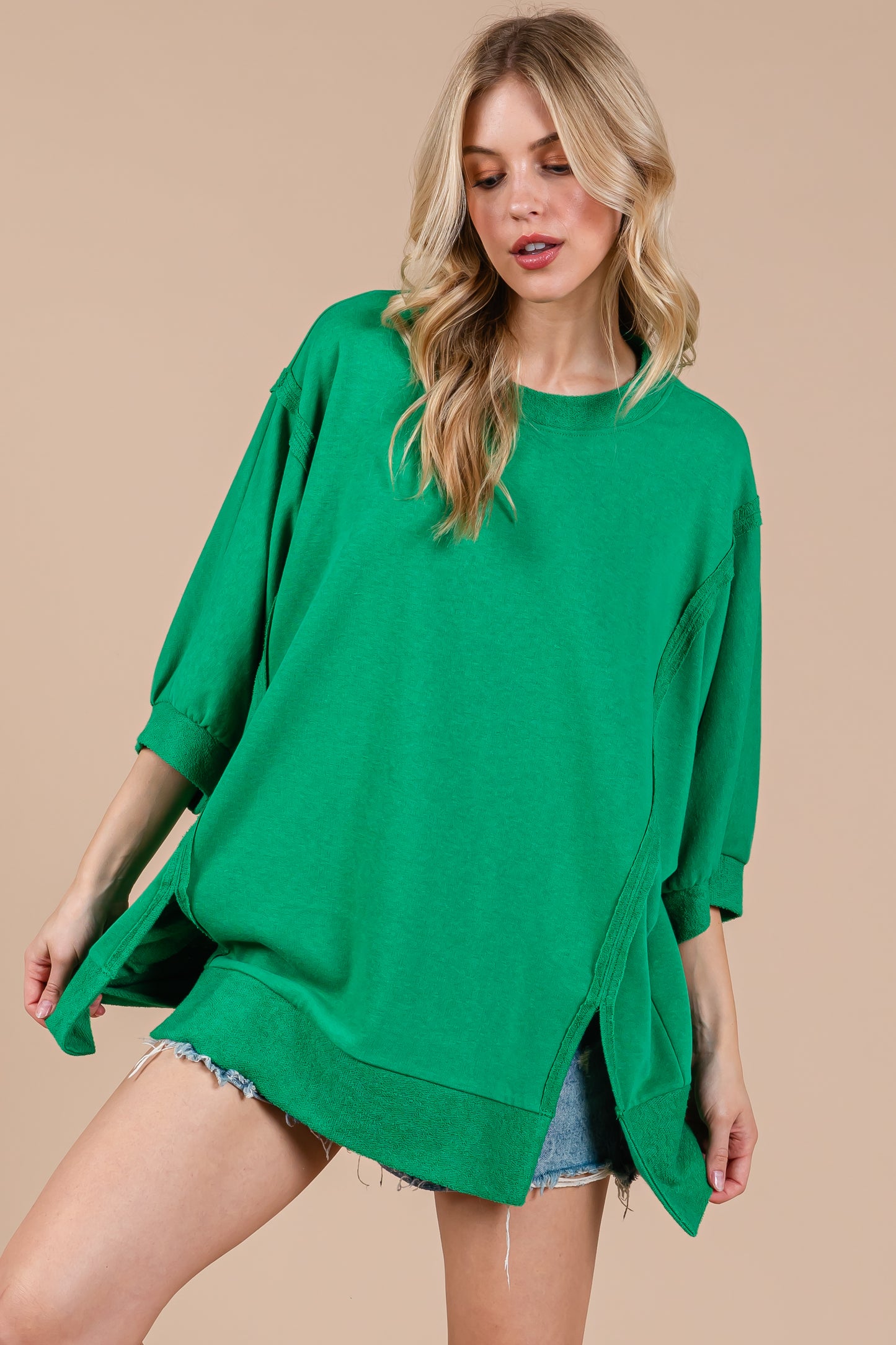 French Terry Oversized Pullover Top