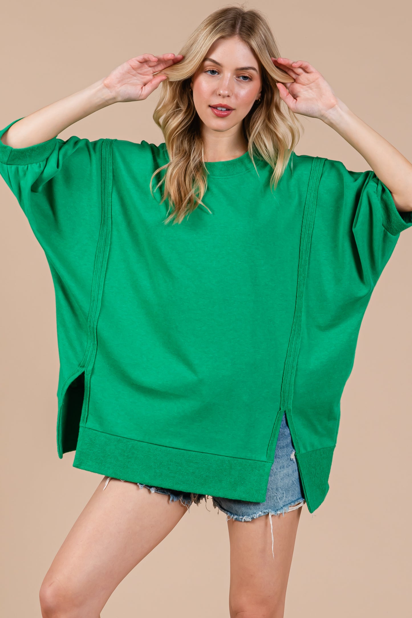 French Terry Oversized Pullover Top