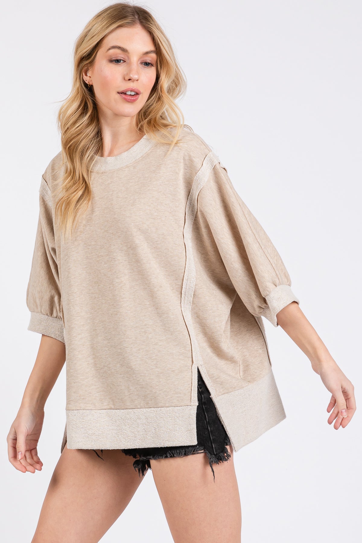 French Terry Oversized Pullover Top