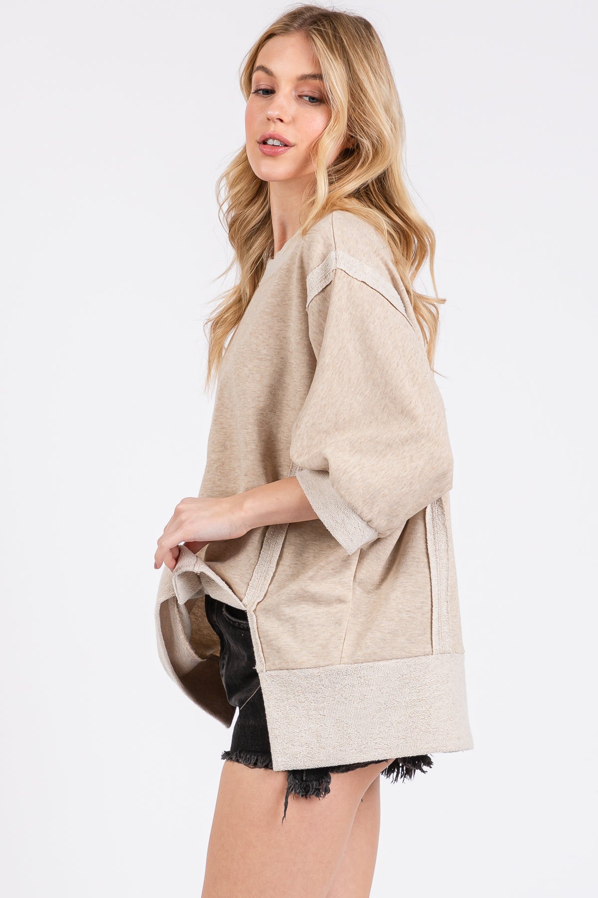 French Terry Oversized Pullover Top