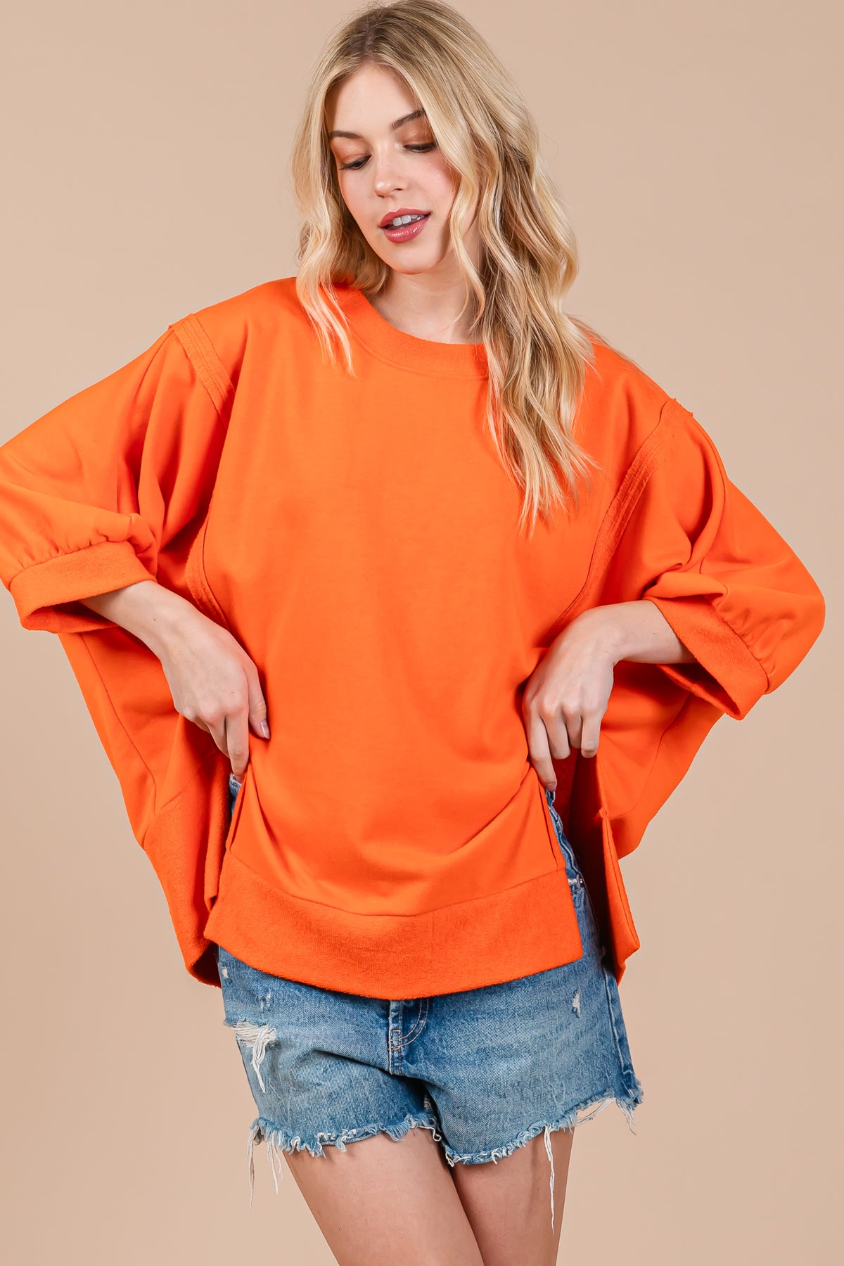 French Terry Oversized Pullover Top