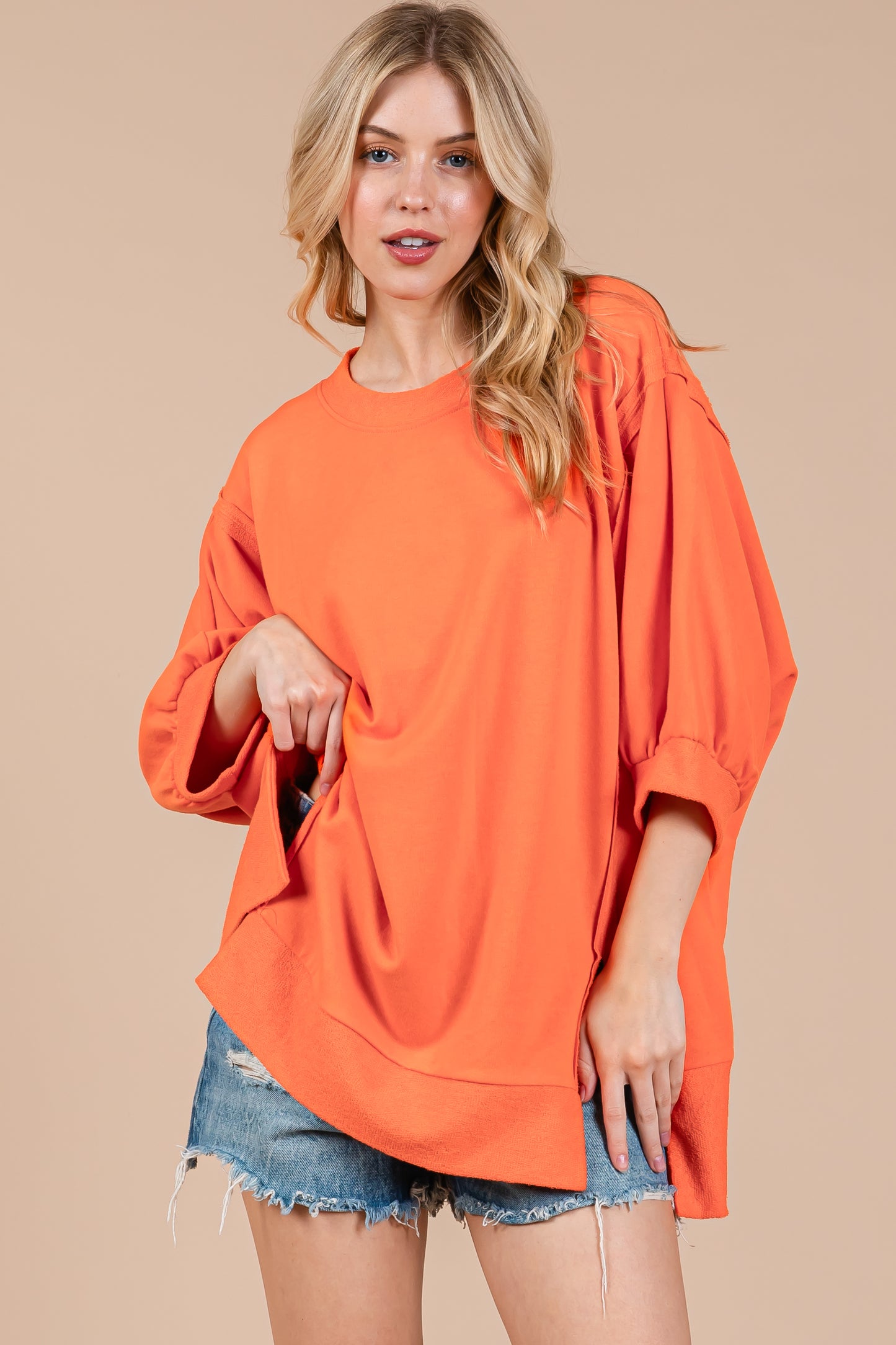 French Terry Oversized Pullover Top