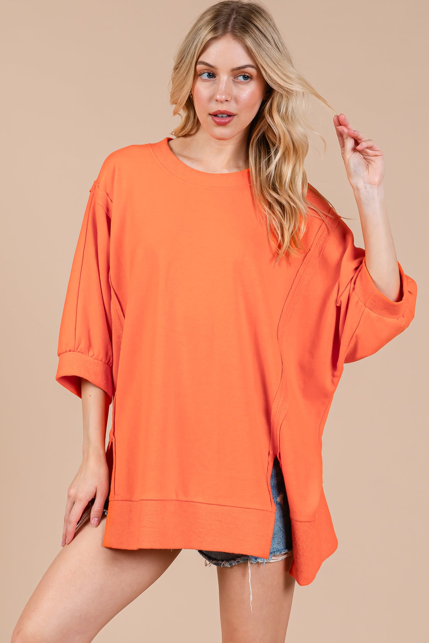 French Terry Oversized Pullover Top