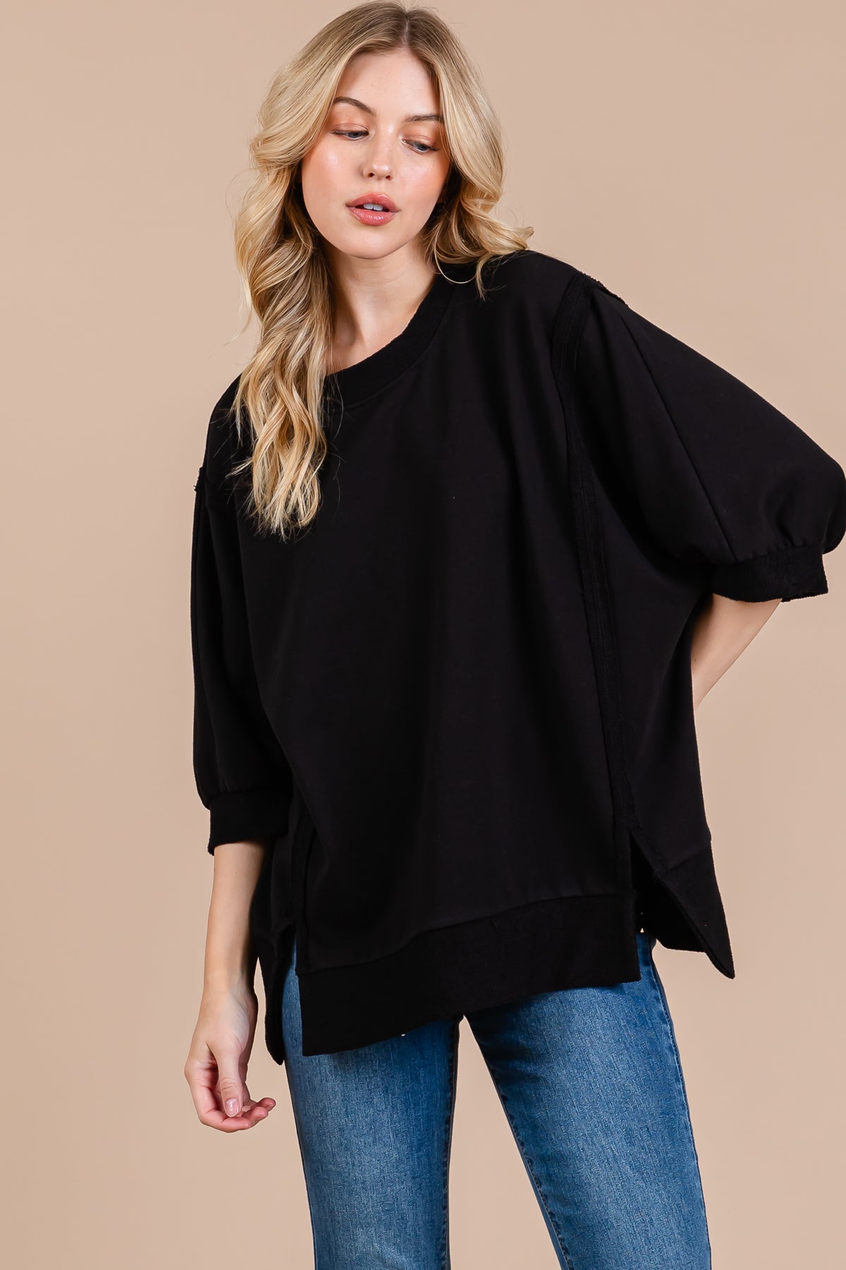 French Terry Oversized Pullover Top