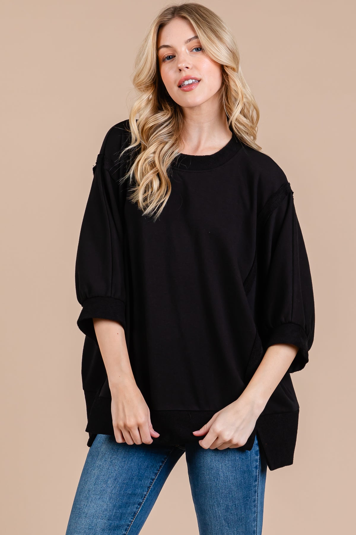 French Terry Oversized Pullover Top