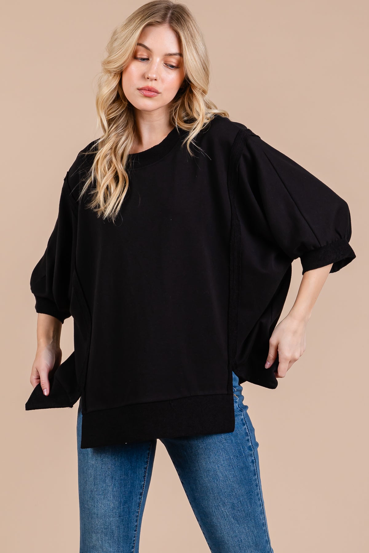 French Terry Oversized Pullover Top