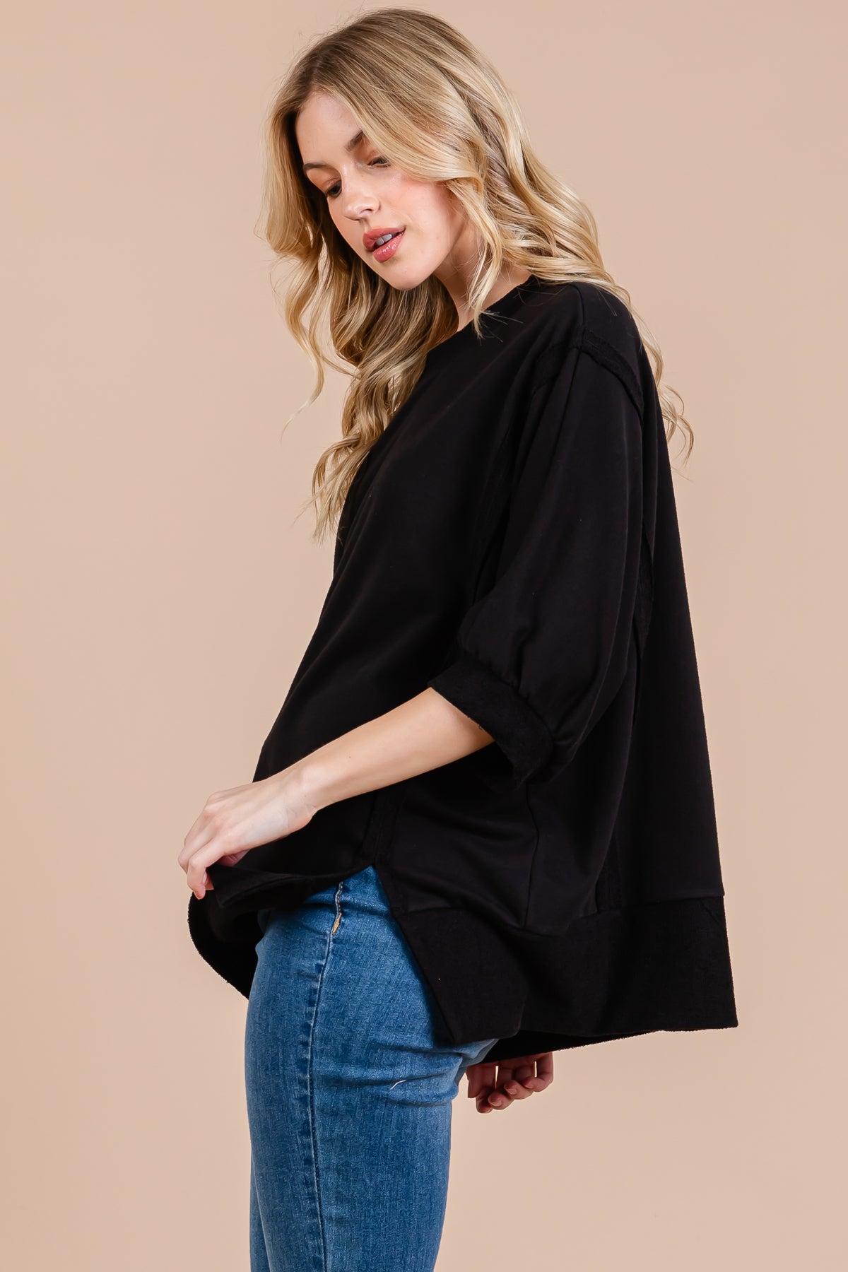French Terry Oversized Pullover Top