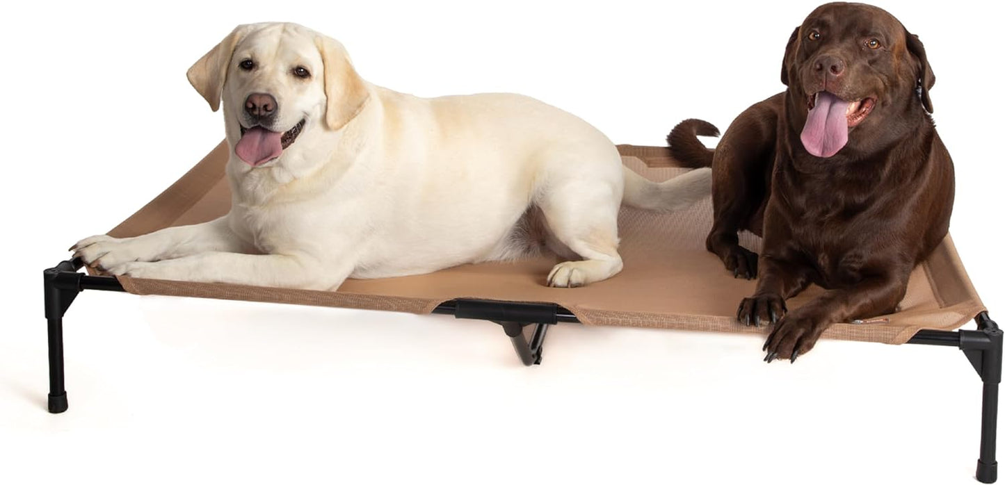 K&H Pet Products Outdoor Elevated Dog Cot, Breathable Cooling Elevated Cot Hammock Pet Bed for XL Dogs, Washable Mesh Cover, Raised Metal Frame, Collapsible, Portable - Extra-Large 50 X 32 Chocolate