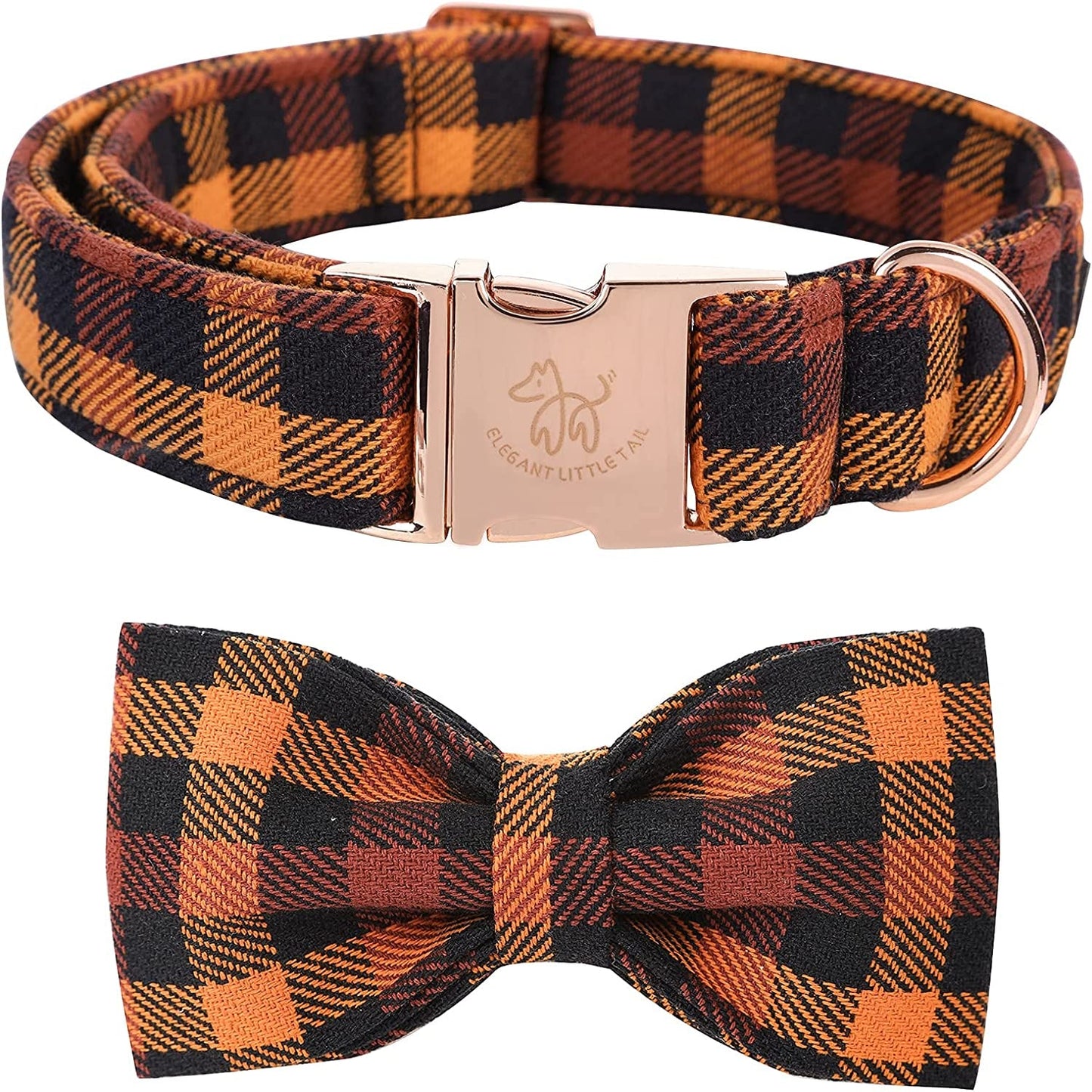 Elegant Little Tail Dog Collar with Bow, Bowtie Dog Collar, Adjustable Fall Dog Collars for Small Medium Large Dogs