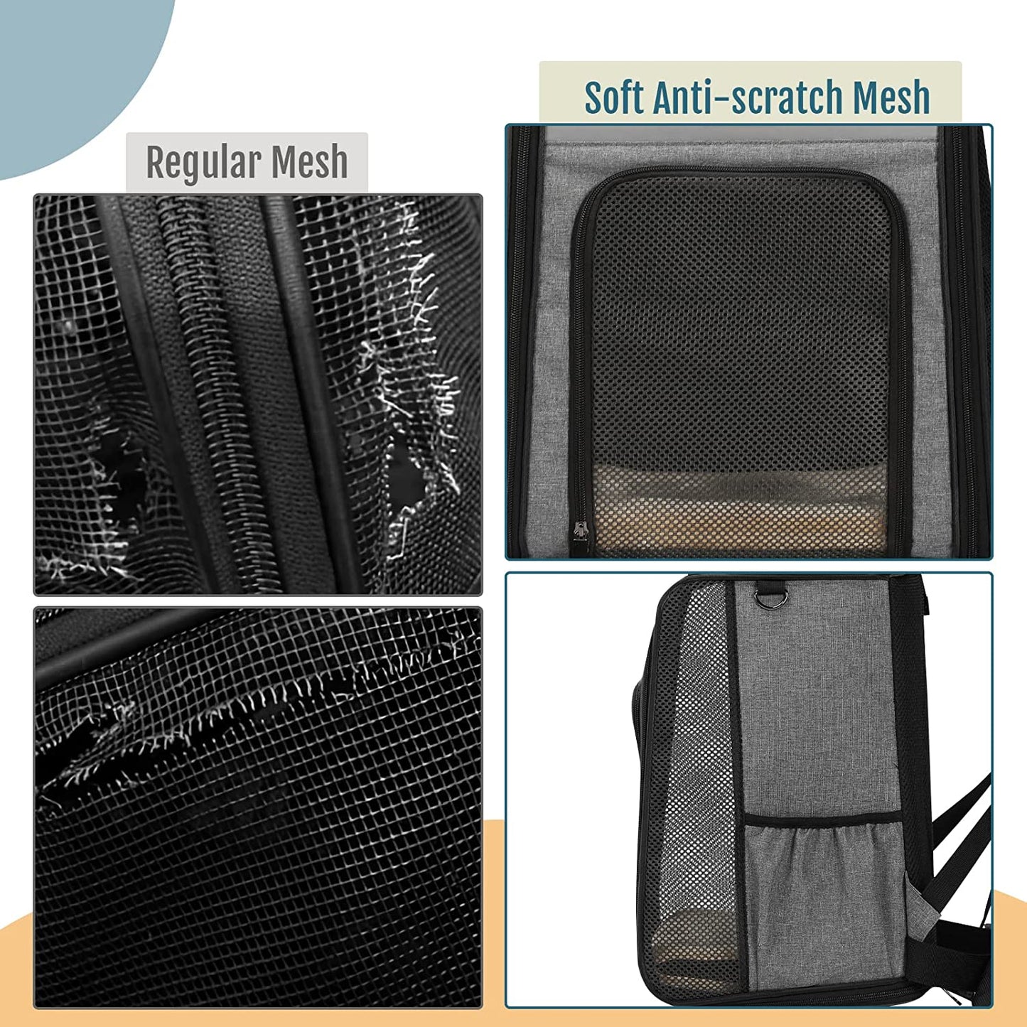 Petsfit Cat Backpack Carrier with Soft Plush Mat, Cross Ventilation Design, Dog Backpack Easy Fit for Travel Camping Hiking, Hold Pets up to 22 Lbs