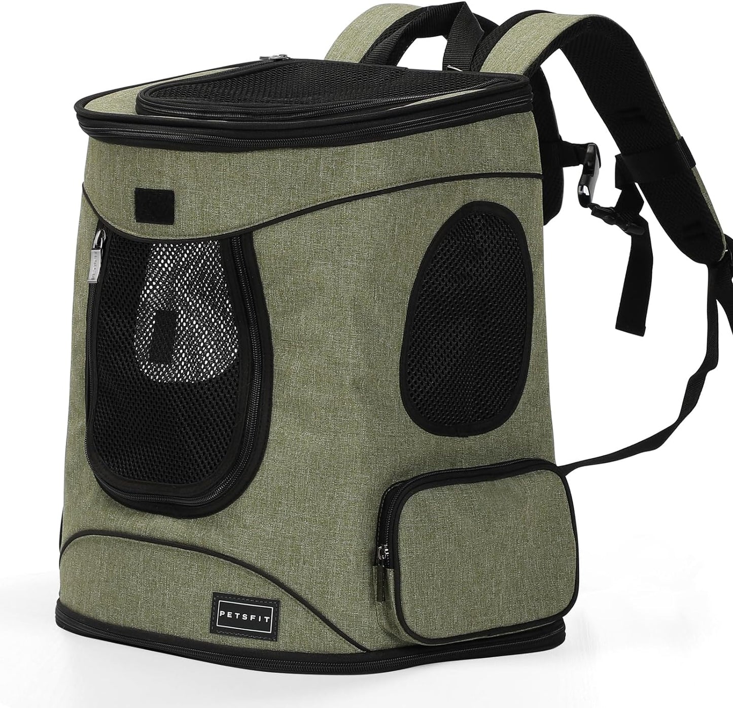 Petsfit Cat Backpack Carrier with Soft Plush Mat, Cross Ventilation Design, Dog Backpack Easy Fit for Travel Camping Hiking, Hold Pets up to 22 Lbs