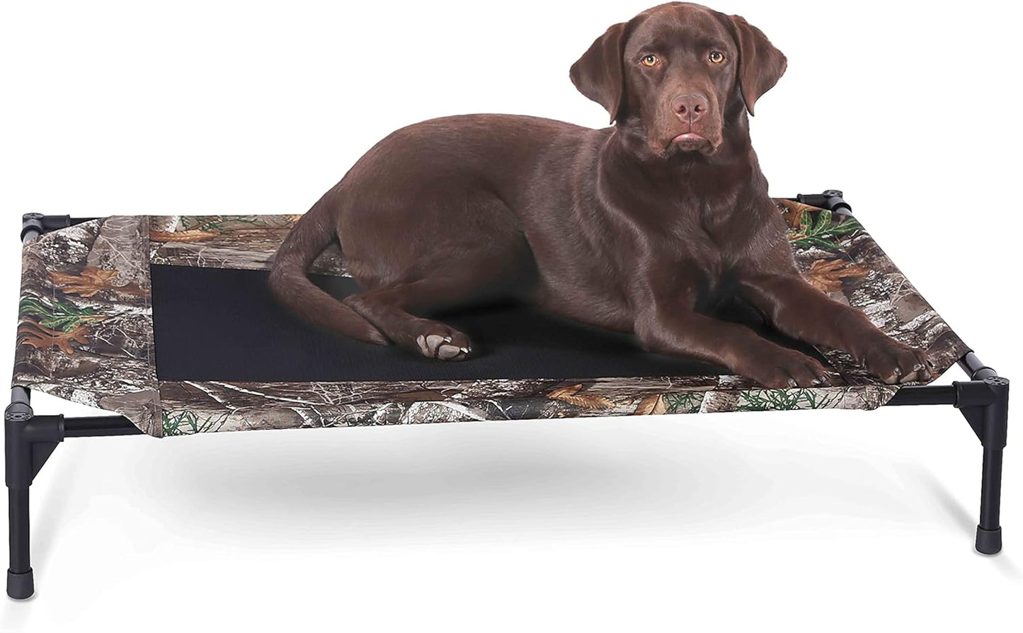 K&H Pet Products Outdoor Elevated Dog Cot, Breathable Cooling Elevated Cot Hammock Pet Bed for XL Dogs, Washable Mesh Cover, Raised Metal Frame, Collapsible, Portable - Extra-Large 50 X 32 Chocolate