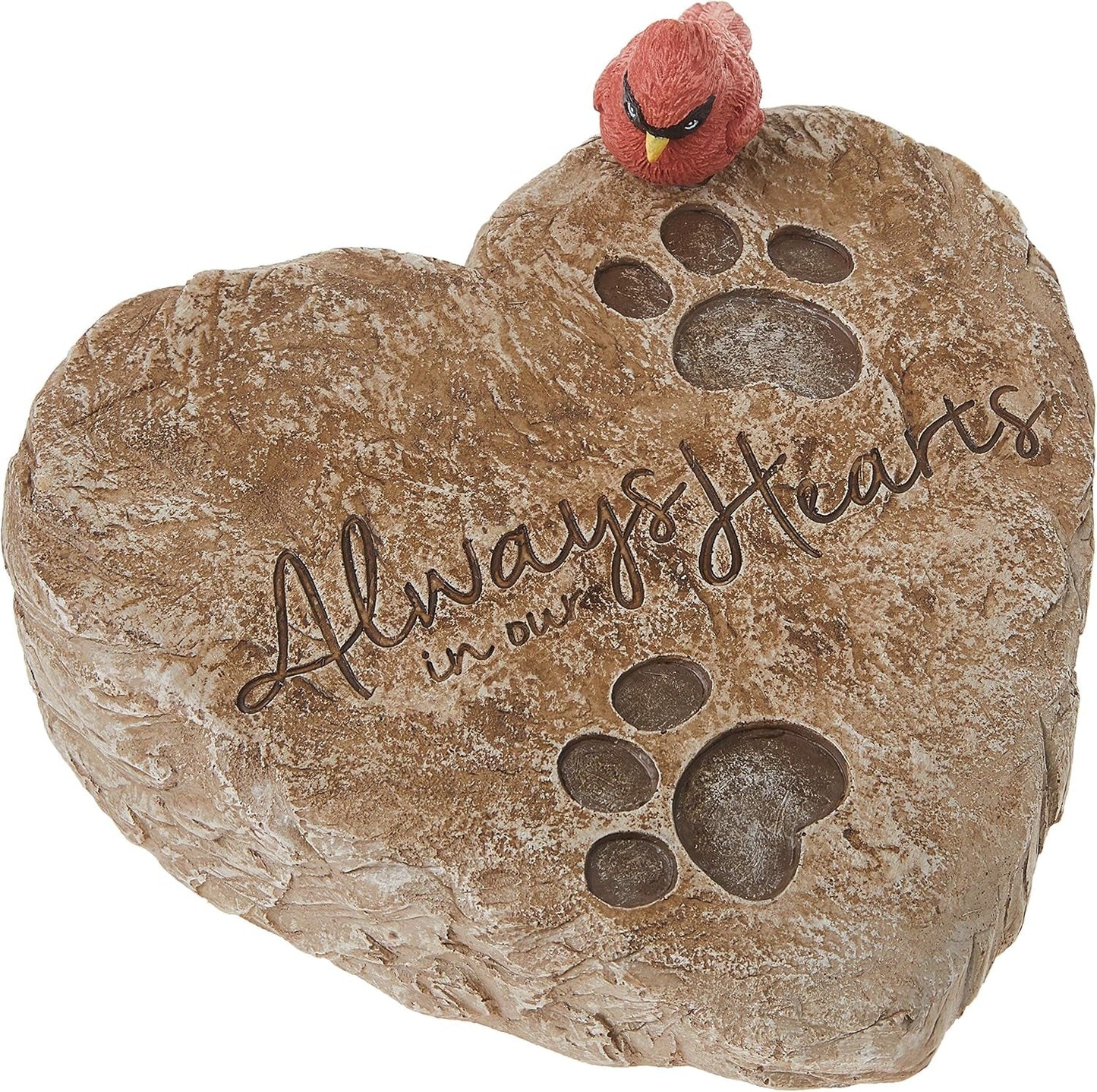 Precious Moments Garden Gifts 171460 Always in Our Hearts Decorative Resin Memorial Garden Stone with Cardinal Accent Yard Decor, Gray/Red, 8-Inch Long by 7-In Wide