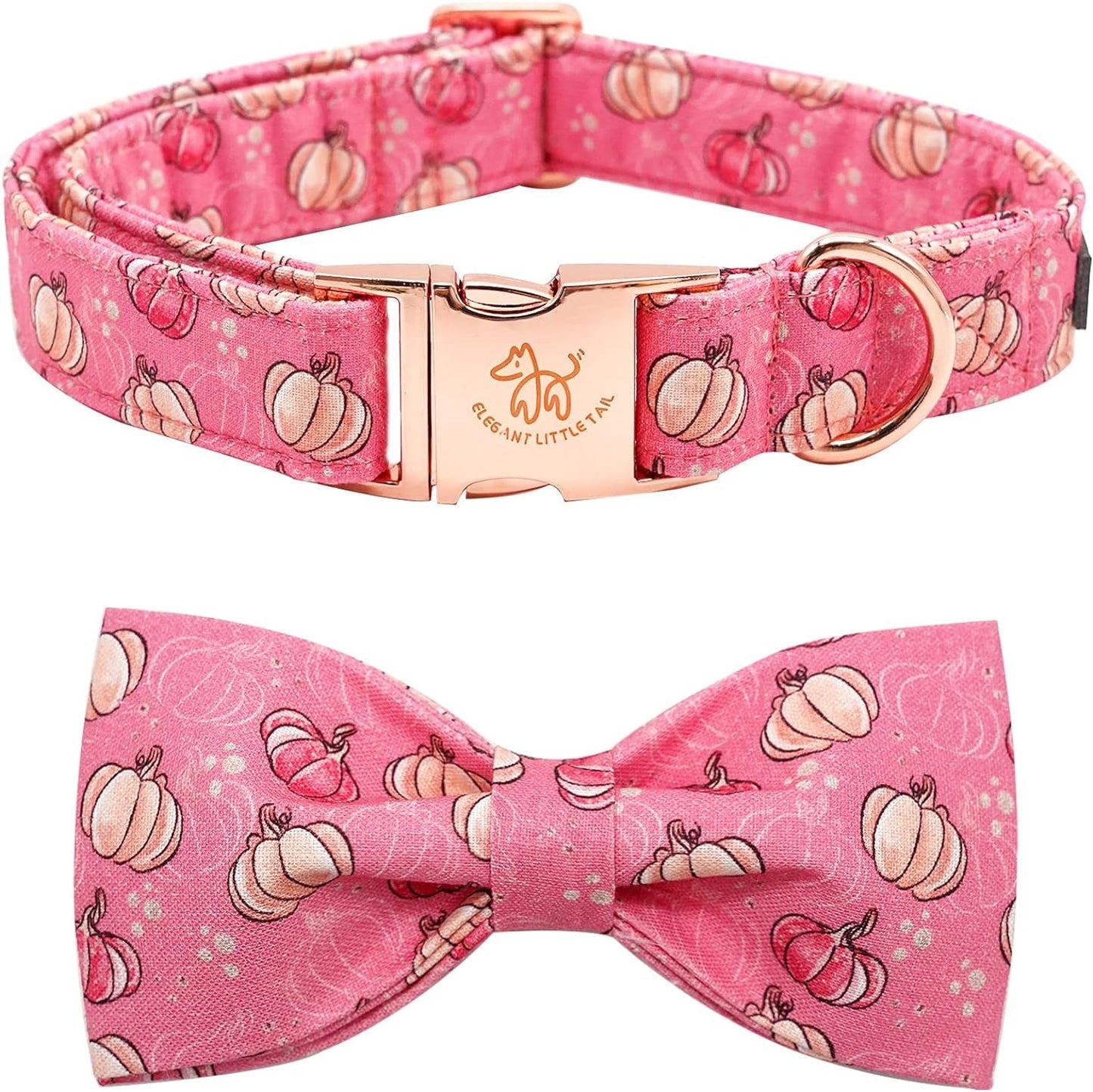 Elegant Little Tail Dog Collar with Bow, Bowtie Dog Collar, Adjustable Fall Dog Collars for Small Medium Large Dogs
