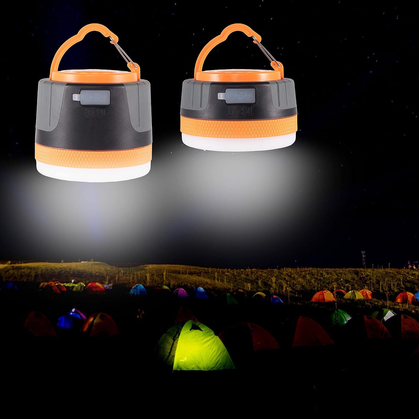 Lit-Path LED Camping Lantern, Rechargeable Light with Magnet Base, 2200 Mah, Survival Kit for Emergency, Hurricane, Outage, Medium Orange, 1 Pack