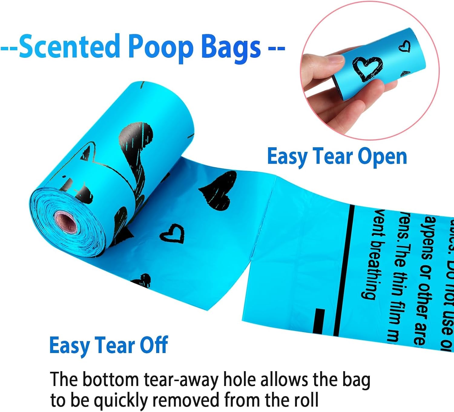 Dog Poop Bag Rolls -540 Count Dog Poop Bags with Dispenser – Extra Thick & Leakproof | Scented Blue