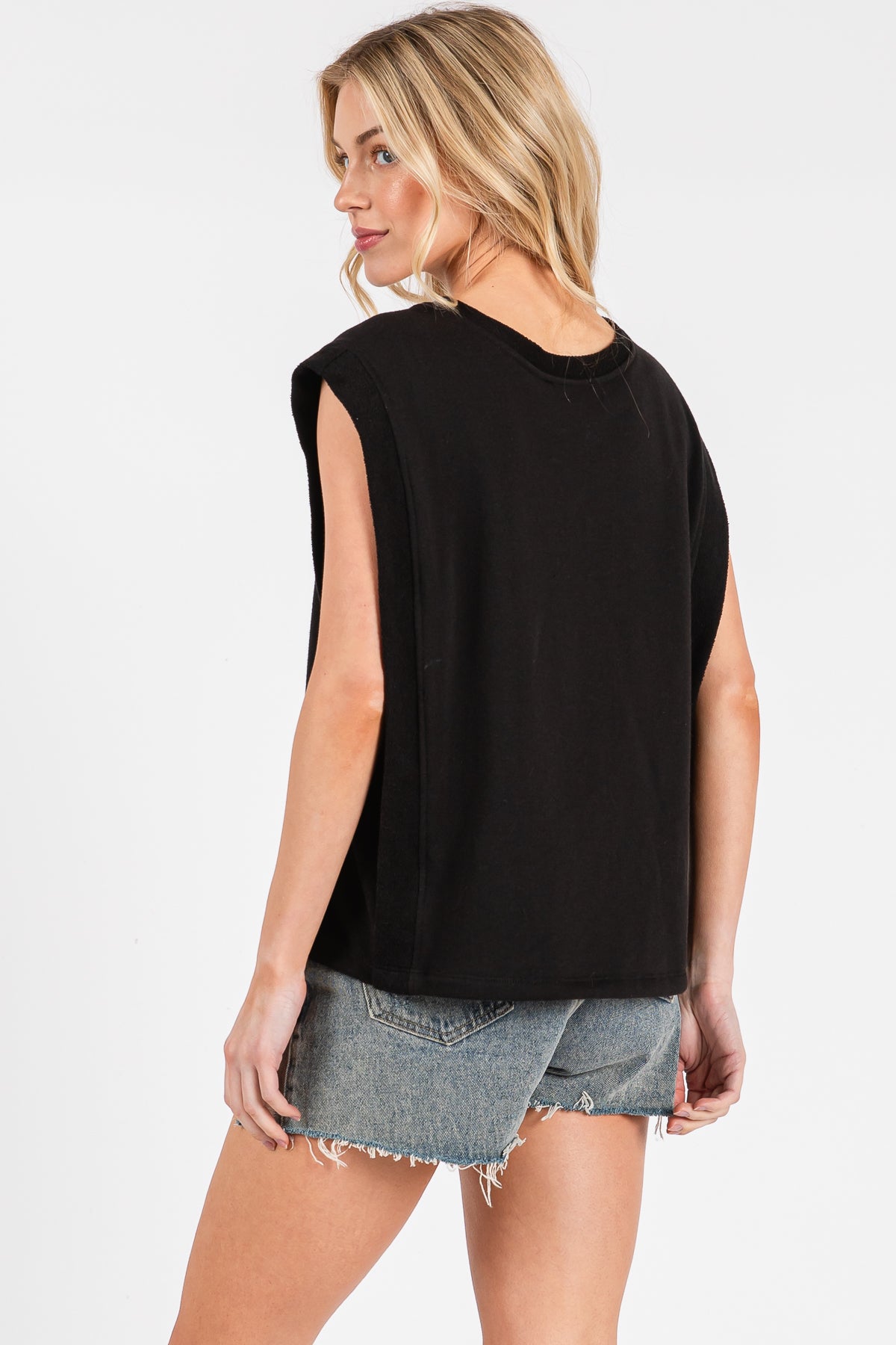 French Terry Cap Sleeve Top
