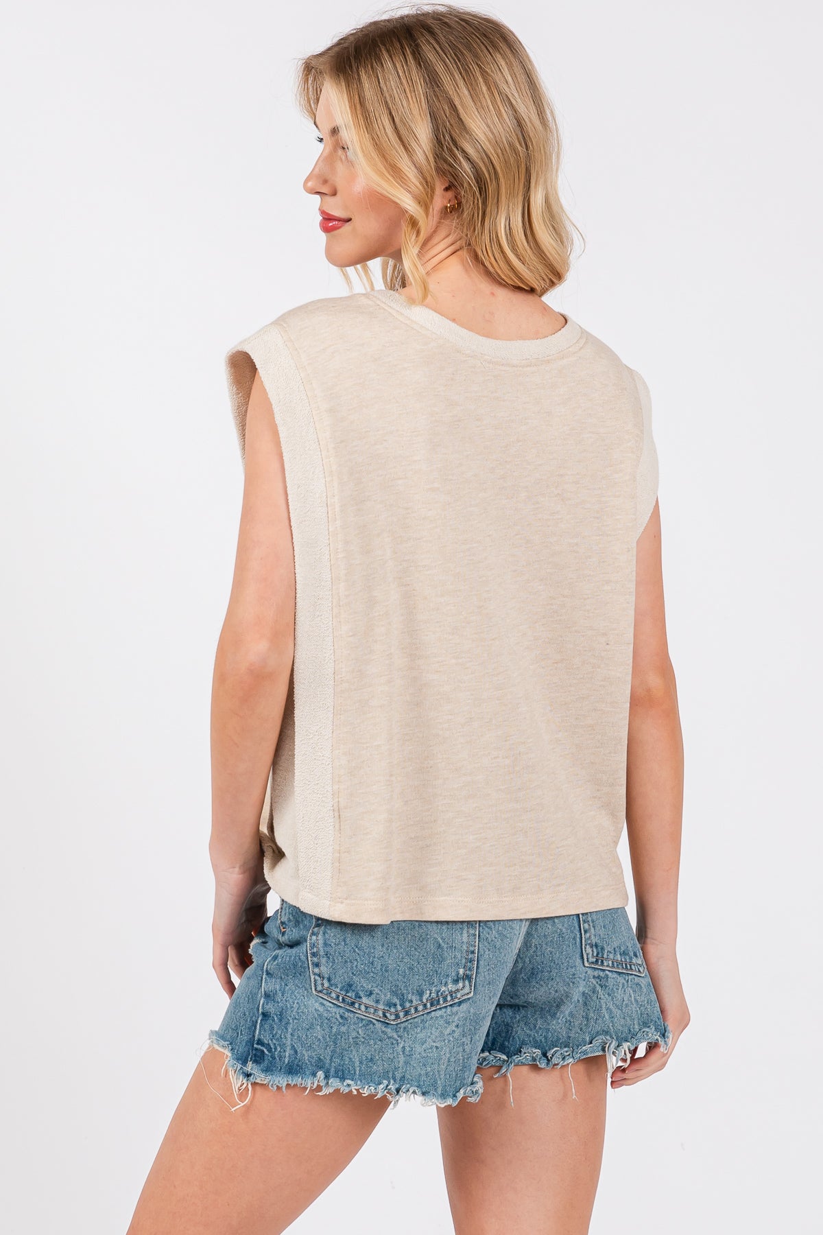 French Terry Cap Sleeve Top