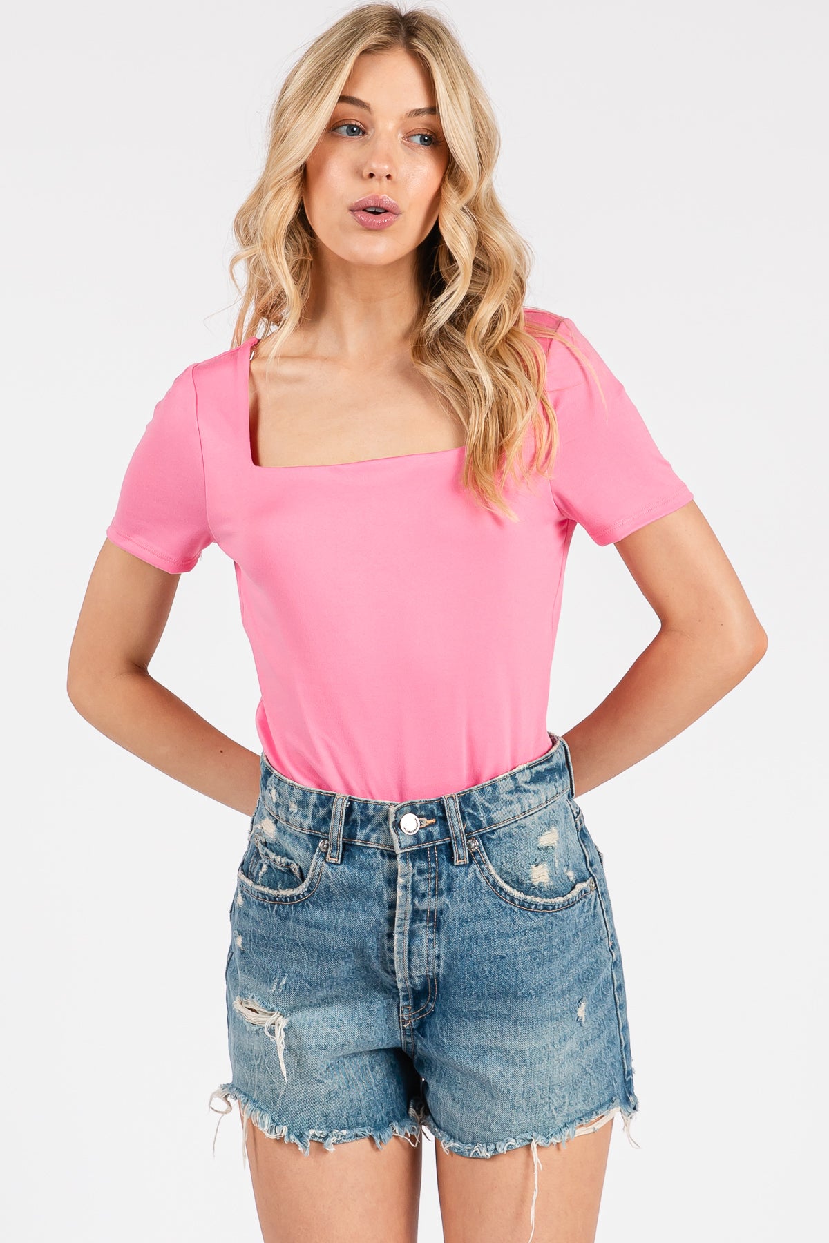 Double-Layer Square Neck Tee