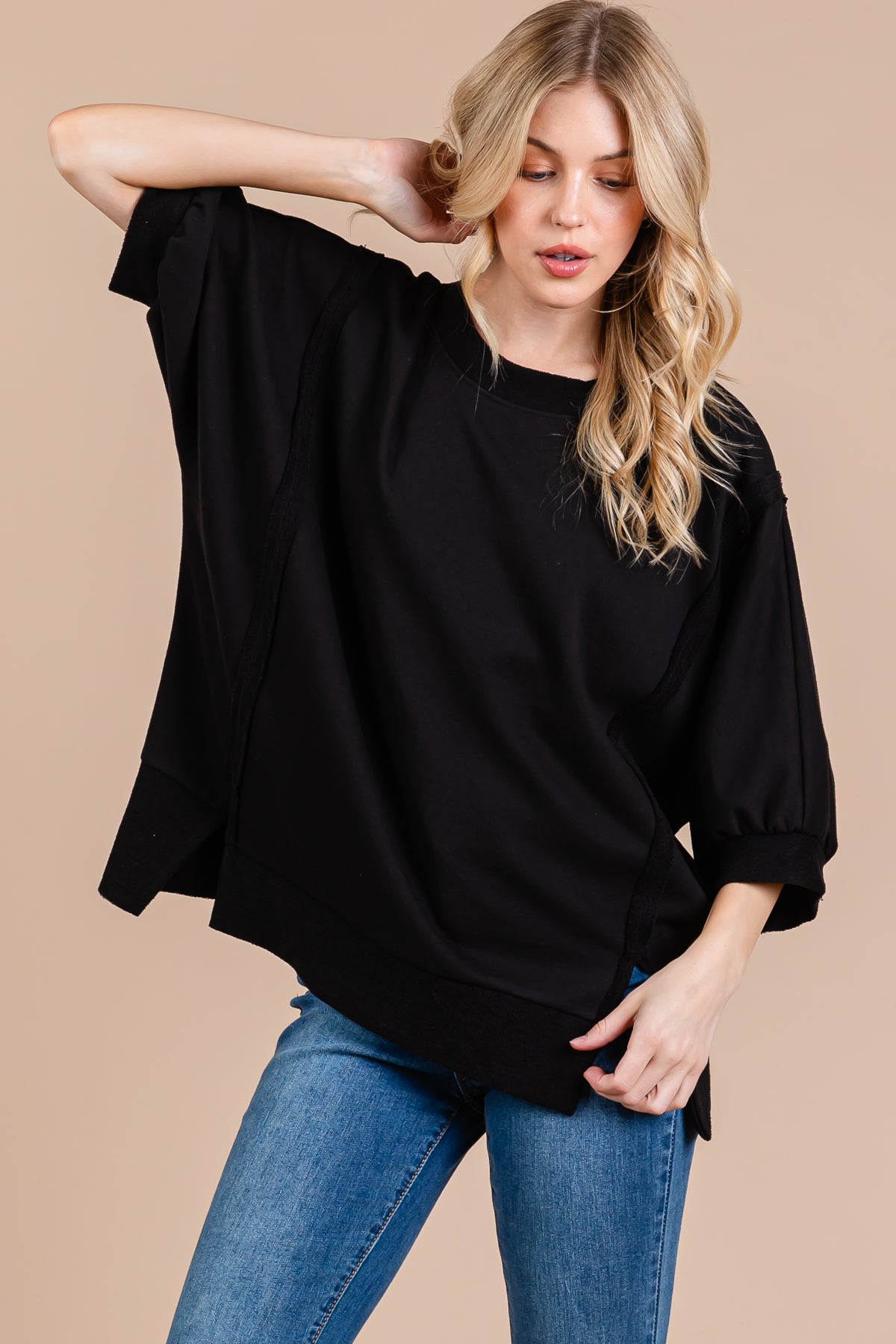 French Terry Oversized Pullover Top