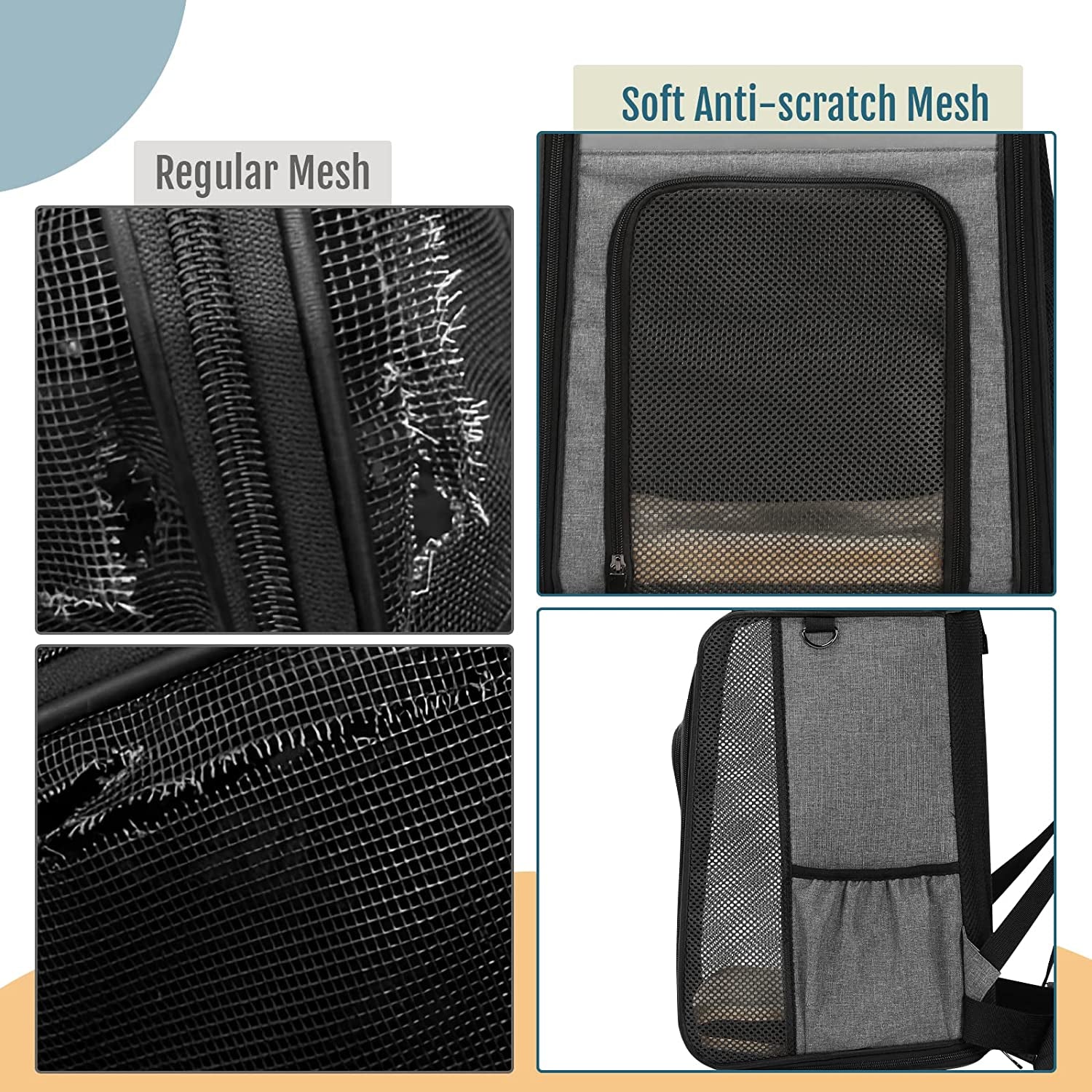 Petsfit Cat Backpack Carrier with Soft Plush Mat, Cross Ventilation Design, Dog Backpack Easy Fit for Travel Camping Hiking, Hold Pets up to 22 Lbs